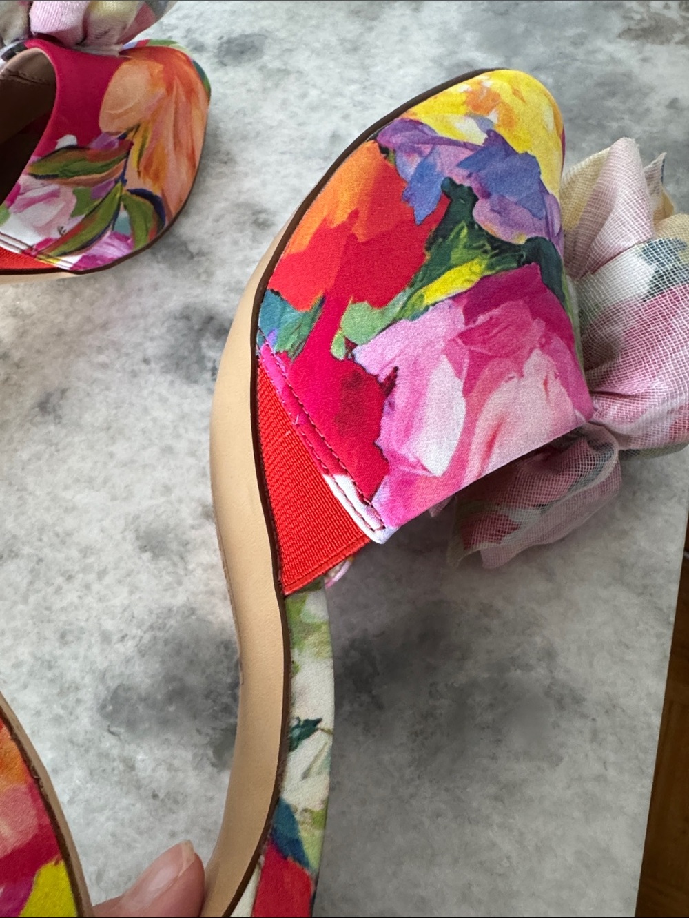 Charles David Floral Multi-Color Ruffle Slide Mules - Picture 6 of 7